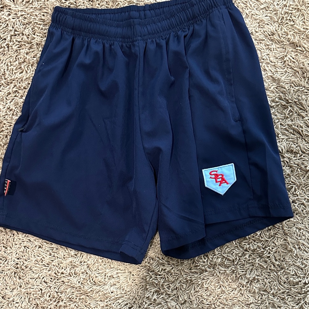 SBA Baseball Men's Navy Athletic Shorts with Patch Detail